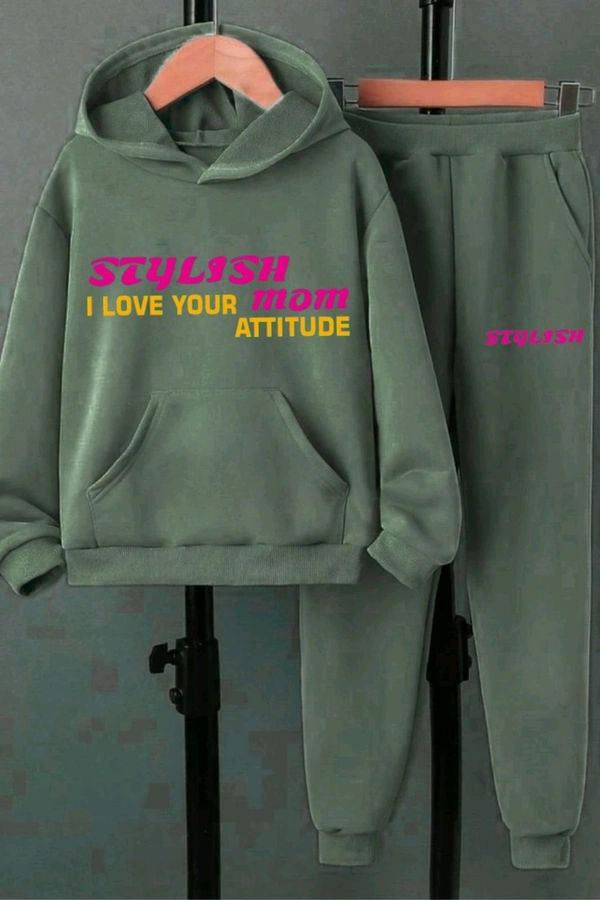 KD18 5523 STYLISH TRACKSUITS FABRIC- FLEECE LENGTH HODDIES  - Green, XL-42