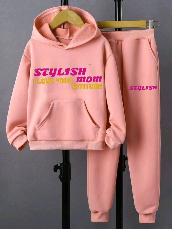 KD18 5523 STYLISH TRACKSUITS FABRIC- FLEECE LENGTH HODDIES  - Orange, XL-42