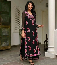 SF2  5524 _Exclusive Lucknowi chikankari aari work_kurta Set - XL-42