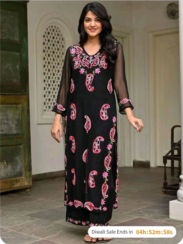 SF2  5524 _Exclusive Lucknowi chikankari aari work_kurta Set - 2XL-44