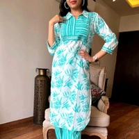 SF2 5525 New amazing kurti Afghan pant flower print*Full embroidery - Green, M-38