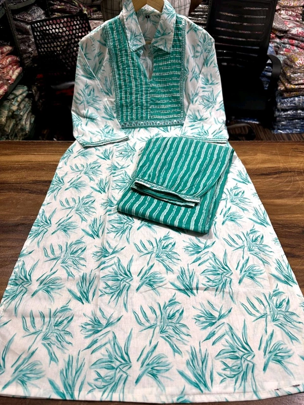 SF2 5525 New amazing kurti Afghan pant flower print*Full embroidery - Green, 2XL-44