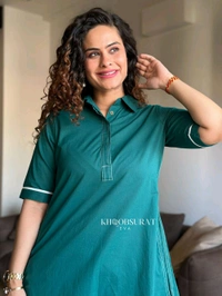SF2  5526  Beautiful Mul Cotton Co-ord Set  with cute little pockets - Green, M-38
