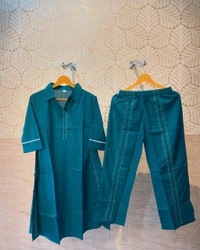 SF2  5526  Beautiful Mul Cotton Co-ord Set  with cute little pockets - Green, XL-42