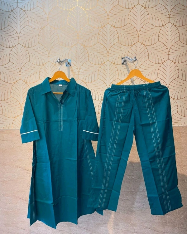 SF2  5526  Beautiful Mul Cotton Co-ord Set  with cute little pockets - Green, XL-42
