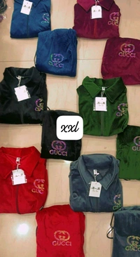 KD18  5528 *STYLISH GUCCI VELVET  TRACKSUIT-    - Gray, XL-42