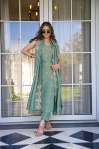 ARM 5529  Kurti - Pant - Dupatta   Kurti Roman silk: Pant  Roman silk: Dupatta  Roman silk  Embroidery Work  - XL-42