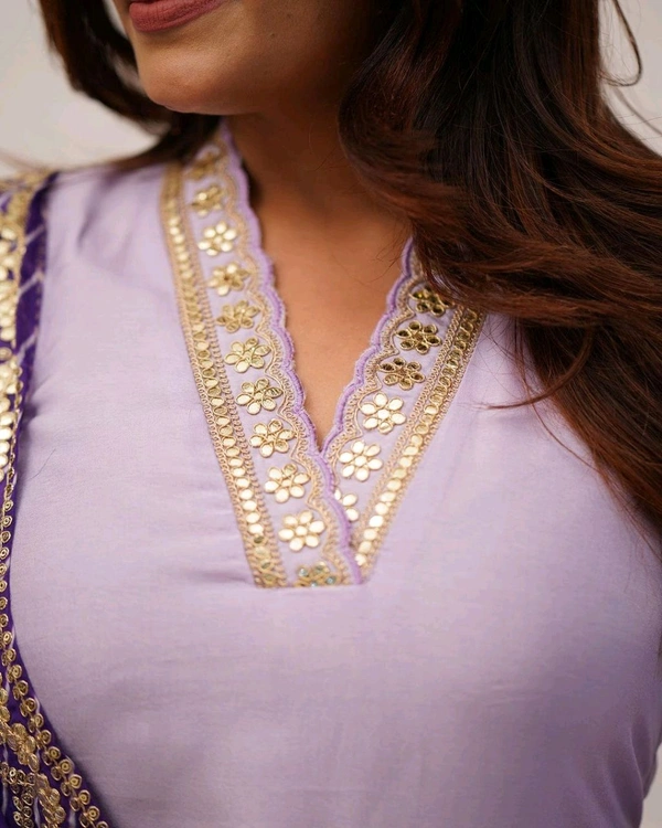 SF3  5534 HEVAY Full  Zari  COTTON SILK -HEVAY CHANDERI WITH DIGITAL PRINT WITH FULL WORK - Purple, M-38