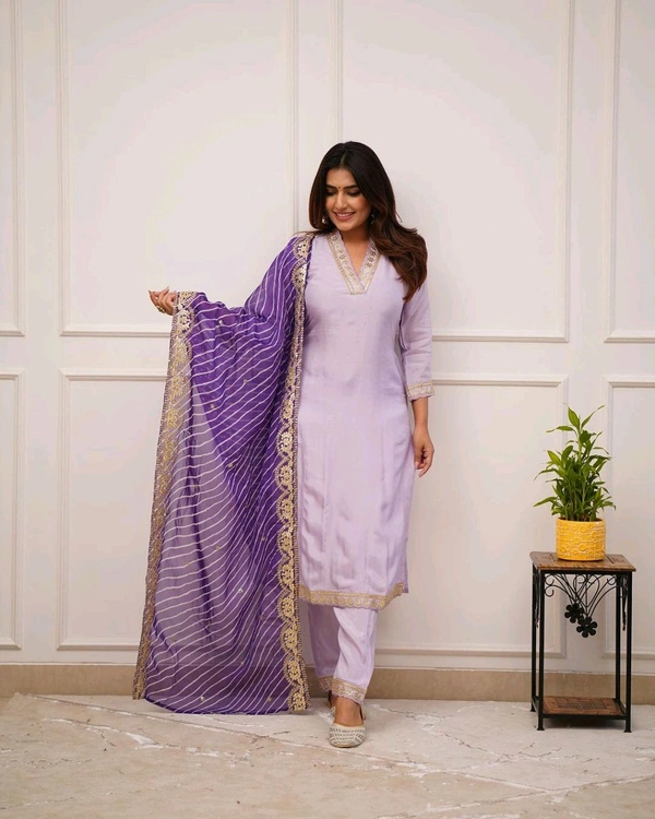 SF3  5534 HEVAY Full  Zari  COTTON SILK -HEVAY CHANDERI WITH DIGITAL PRINT WITH FULL WORK - Purple, L-40