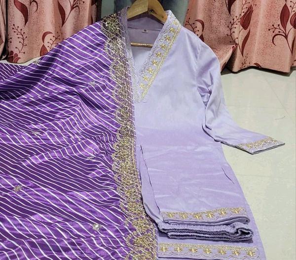 SF3  5534 HEVAY Full  Zari  COTTON SILK -HEVAY CHANDERI WITH DIGITAL PRINT WITH FULL WORK - Purple, 2XL-44