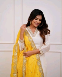 SF3  5534 HEVAY Full  Zari  COTTON SILK -HEVAY CHANDERI WITH DIGITAL PRINT WITH FULL WORK - Yellow, M-38