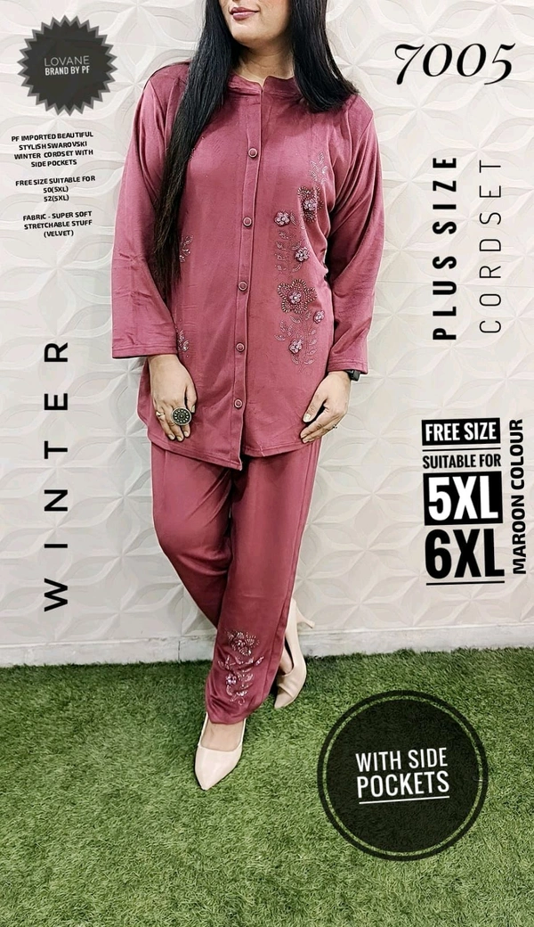 PFD 7005 *BEAUTIFUL STYLISH  SWAROVSKI CORDSET WITH SIDE POCKET* -SUPERB QUALITY IMPORTED SUPER SOFT STUFF - Pink, 5XL-48