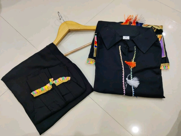 SF2  5535 *NEW RAYON  EMBROIDERY WORK  co-ord set  - Black, M-38