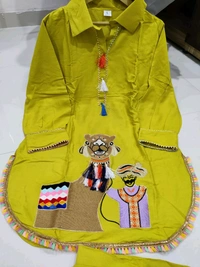 SF2  5535 *NEW RAYON  EMBROIDERY WORK  co-ord set  - Yellow, M-38