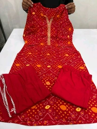 SF2  5537  SpecialBandhani Cotton   Sequence Work On kurta and Plain Malmal Duppata with Plain Pant - XL-42