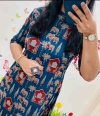 SF2  5538 New Designer Cotton  Co-ord  set* Aline kurti side pocket - Blue, L-40