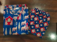 SF2  5538 New Designer Cotton  Co-ord  set* Aline kurti side pocket - Blue, L-40