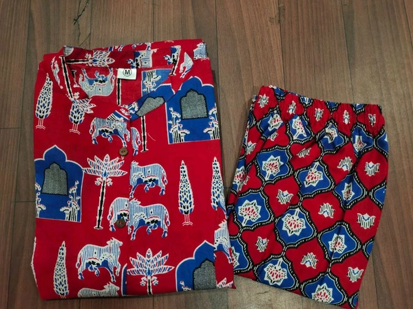 SF2  5538 New Designer Cotton  Co-ord  set* Aline kurti side pocket - Red, 2XL-44
