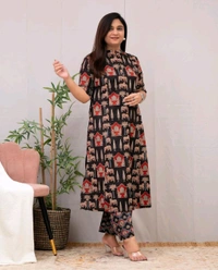 SF2  5538 New Designer Cotton  Co-ord  set* Aline kurti side pocket - Black, M-38