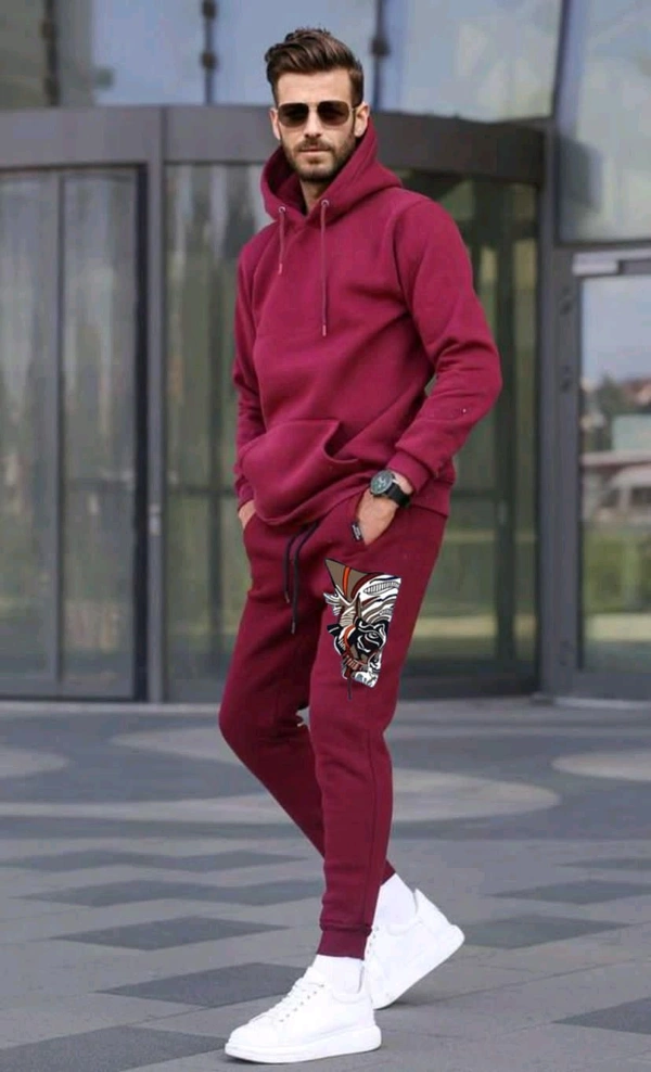 5539 Winter Tracksuits Full Warm Cotton "HOODIE  - Purple, XL-42