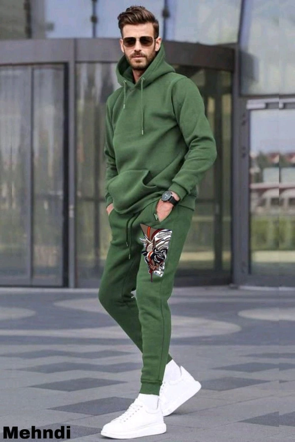 5539 Winter Tracksuits Full Warm Cotton "HOODIE  - Green, XL-42