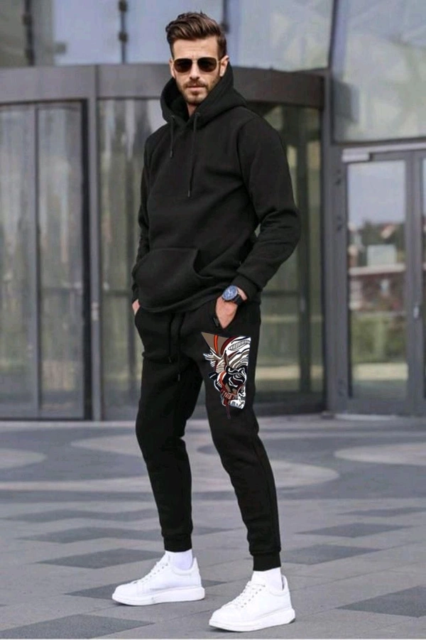 5539 Winter Tracksuits Full Warm Cotton "HOODIE  - Black, L-40