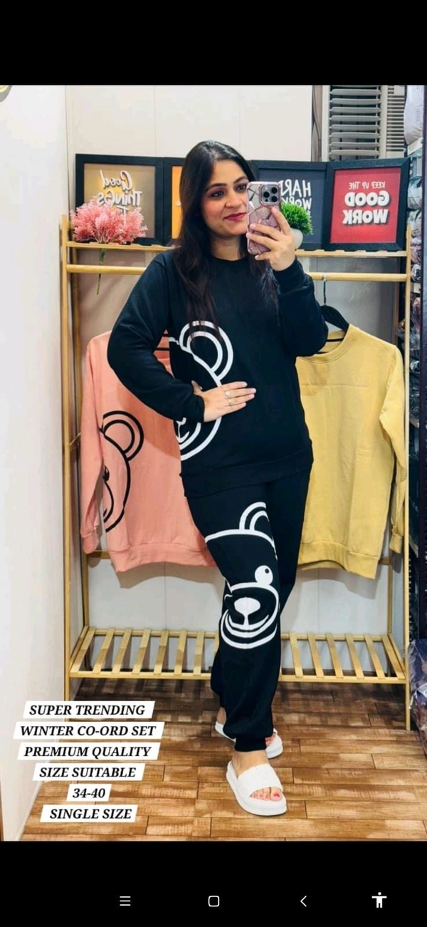 KD18 5540 Women  Woollen track suit - Black, 2XL-44