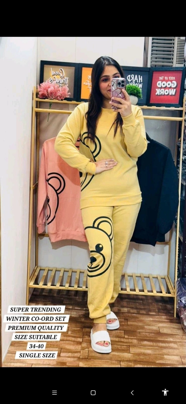 KD18 5540 Women  Woollen track suit - Yellow, 2XL-44