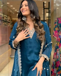SF3  5542  New print with  work and Dupatta 3 pic suit set  Roman satin febric with print  - M-38