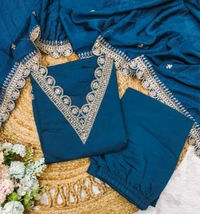 SF3  5542  New print with  work and Dupatta 3 pic suit set  Roman satin febric with print  - M-38