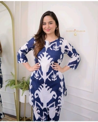 SF2  5543 NEW LONCH RAYON  Cotton Kurta Pant Set  Beautiful design - Blue, 2XL-44