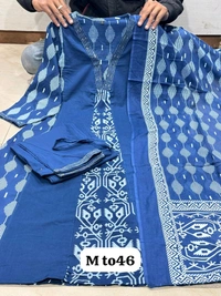 SF2  5544 New Malmal Cotton  Moti work  beautiful Heavy anarkali 3pcs kurti set suqens work Suit which  - Blue, M-38