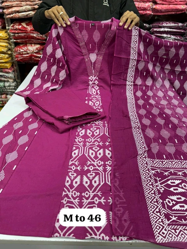 SF2  5544 New Malmal Cotton  Moti work  beautiful Heavy anarkali 3pcs kurti set suqens work Suit which  - Purple, XL-42