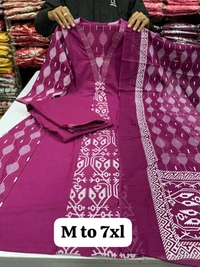 SF2  5544 New Malmal Cotton  Moti work  beautiful Heavy anarkali 3pcs kurti set suqens work Suit which  - Purple, 2XL-44
