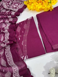SF2  5544 New Malmal Cotton  Moti work  beautiful Heavy anarkali 3pcs kurti set suqens work Suit which  - Purple, 2XL-44