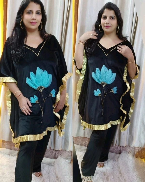 KD18  5561 *Warm Velvet "Dhriti" Kaaftan Co-ord Set  - L-40, Red