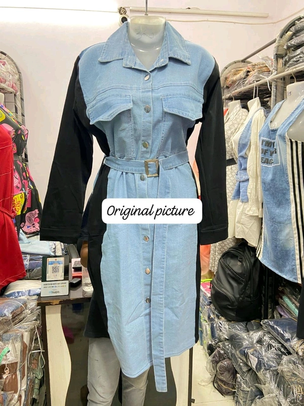 KD18  5562 very beautiful  Elide Denim Dress* - Black, XL-42