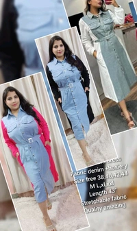 KD18  5562 very beautiful  Elide Denim Dress* - Black, XL-42