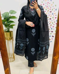 KDC 5564 Ethnic Heavy Cotton*Pure fine Cotton fabric Embroidery Work Kurti with Pant with cotton Dupatta - M-38