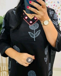 KDC 5564 Ethnic Heavy Cotton*Pure fine Cotton fabric Embroidery Work Kurti with Pant with cotton Dupatta - XL-42