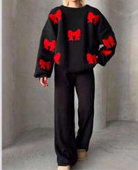 RSL 5568 Imported premium Woolen Bow CordsetSize-  - Black, XL-42