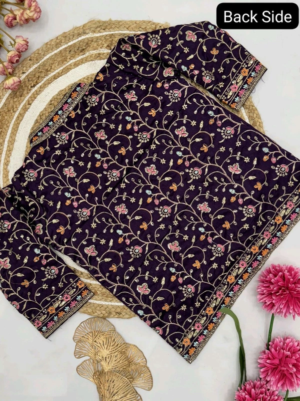DSS 5573 *Ready To Wear Saree With Jacket Saree  Heavy Diamond Satin Silk With Multi Thread Embroidery  Patch Work Butta - 2XL-44