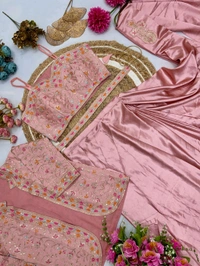 DSS 5573 *Ready To Wear Saree With Jacket Saree  Heavy Diamond Satin Silk With Multi Thread Embroidery  Patch Work Butta - 2XL-44