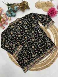 DSS 5575  Ready To Wear Saree With Jacket Saree Heavy Diamond Satin Silk With Multi Thread Embroidery  Patch Work Butta - 2XL-44