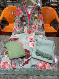 SF3  5576 _New straight kurta set with new style in Muslin Work Embroidery work - M-38