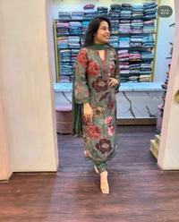SF3  5576 _New straight kurta set with new style in Muslin Work Embroidery work - 2XL-44