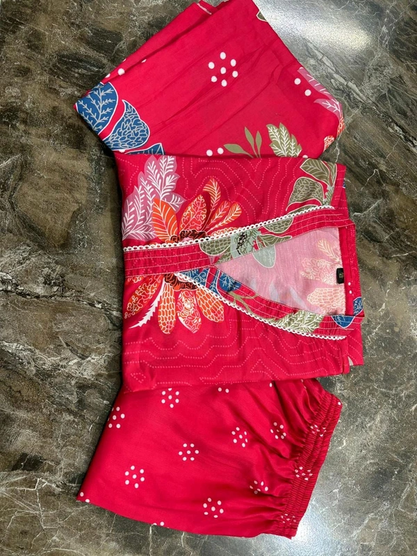 SF3  5577 New straight kurta set with new style in machin   print   -Muslim Work Embroidery  work - Red, M-38