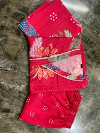 SF3  5577 New straight kurta set with new style in machin   print   -Muslim Work Embroidery  work - Red, 2XL-44