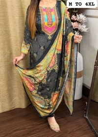 SF3  5580 *NEW BEUTIFUL HEAVY FULLY STITCHIED SUIT SET beautiful Heavy Suit Set which is beautifully decorated HEAVY Maslin  SILK - Black, M-38