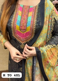 SF3  5580 *NEW BEUTIFUL HEAVY FULLY STITCHIED SUIT SET beautiful Heavy Suit Set which is beautifully decorated HEAVY Maslin  SILK - Black, M-38